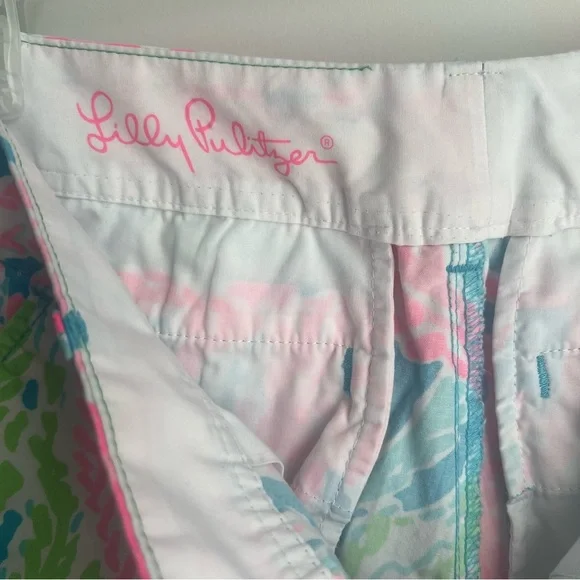 Lilly Pulitzer Callahan Shorts Turquoise Let's Cha Cha Size 2 Vibrant EUC - Picture 4 of 6